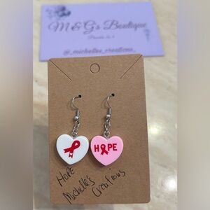Handmade Mix Match Hope Charm 
Breast Cancer Awareness Earrings
